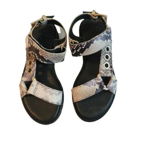 All Saints Rhianne Embossed Leather Platform Sandals - Picture 2 of 8